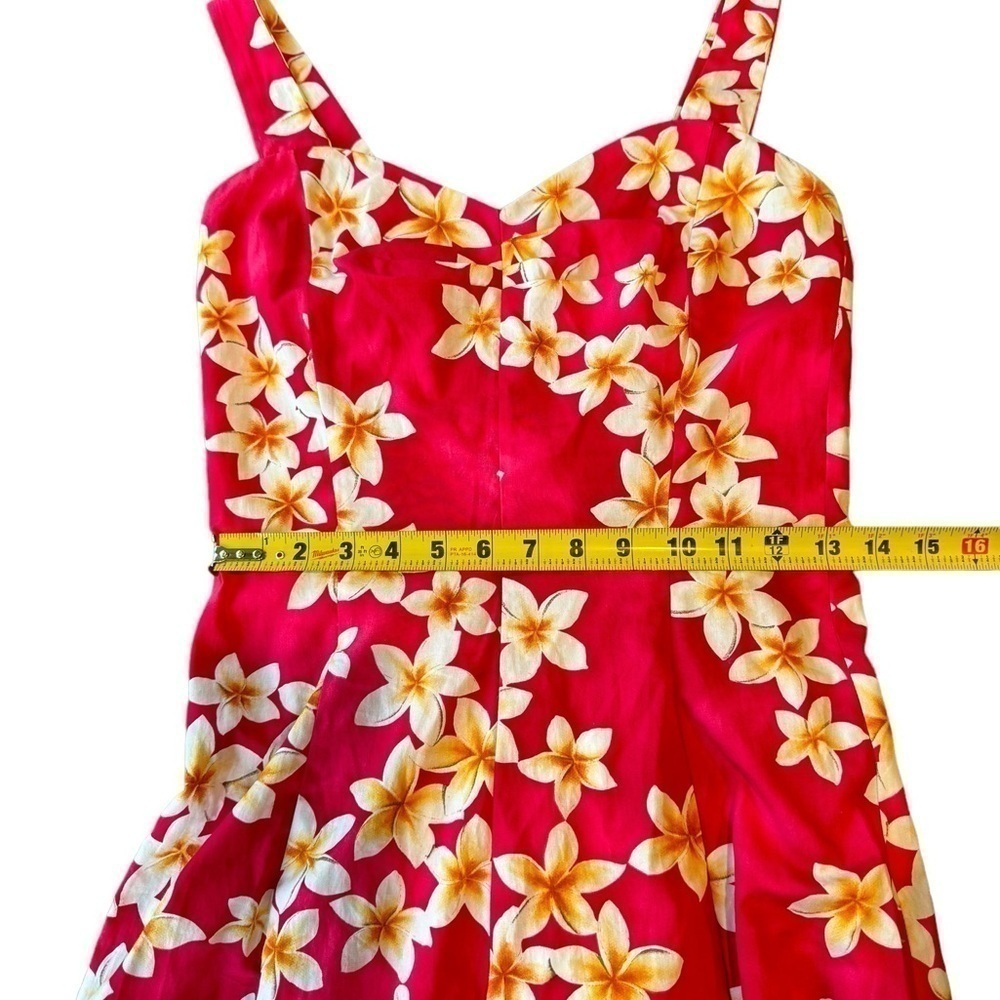 Royal Hawaiian Creations Plumeria Pink Cotton Hawaiian Mini Sundress Womens L - Picture 12 of 14